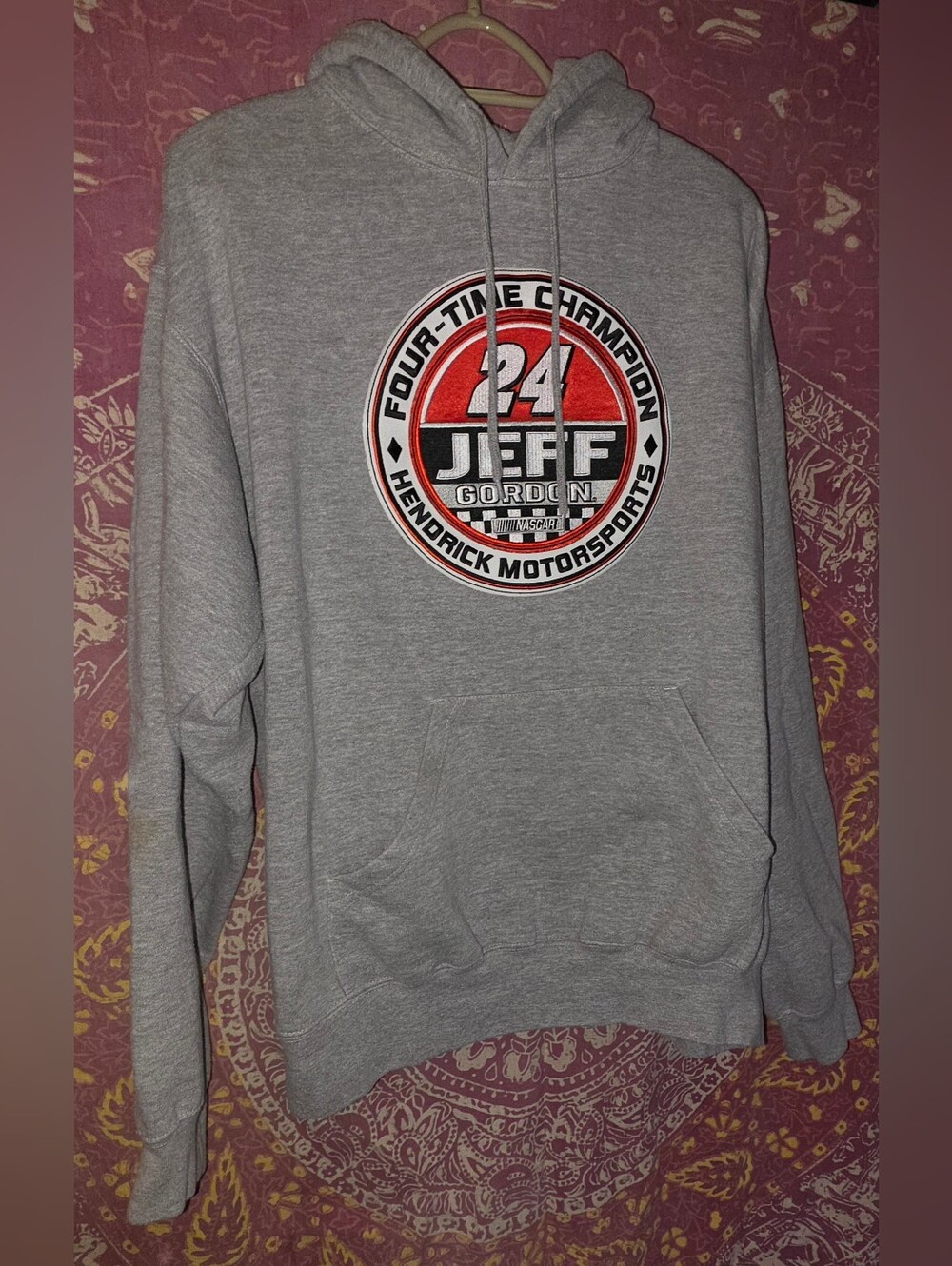 Men’s Nascar Jeff Gordon #24 Hooded Sweatshirt XL/ Heather Gray